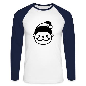Petit père noel - T-shirt baseball manches longues Homme - blanc/marine - Devant - Nik (191cm)