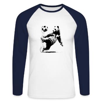 Bear playing soccer - Unisex Long Sleeve Baseball T-Shirt - white/navy - Front - Nik (191cm)
