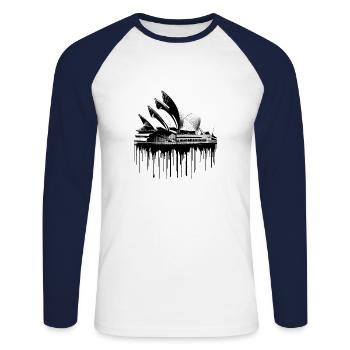 Opernhaus Sydney | Sydney Opera House Australia - Unisex Baseballshirt langarm - Weiß/Navy - Vorne - Nik (191cm)