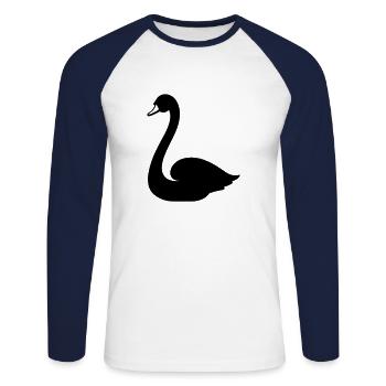 Cygne - T-shirt baseball manches longues Homme - blanc/marine - Devant - Nik (191cm)