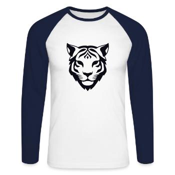 Felin Jungle Tiger Head - Unisex Long Sleeve Baseball T-Shirt - white/navy - Front - Nik (191cm)