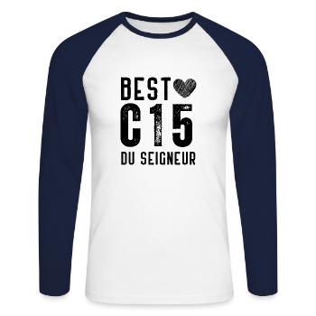 Best C15 du seigneur cadeau seigneurie - T-shirt baseball manches longues Homme - blanc/marine - Devant - Nik (191cm)
