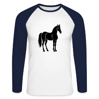 Cheval - T-shirt baseball manches longues Homme - blanc/marine - Devant - Nik (191cm)