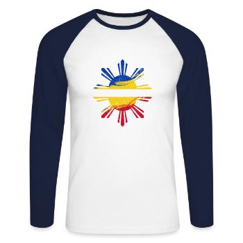 Philippinen Filipino Flagge Stolz I Geschenk - Unisex Baseballshirt langarm - Weiß/Navy - Vorne - Nik (191cm)