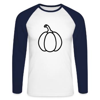 citrouille - T-shirt baseball manches longues Homme - blanc/marine - Devant - Nik (191cm)