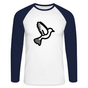 Colombe - T-shirt baseball manches longues Homme - blanc/marine - Devant - Nik (191cm)