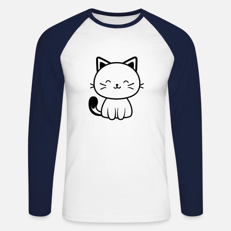 Kätzchen - Unisex Baseballshirt langarm - Weiß/Navy
