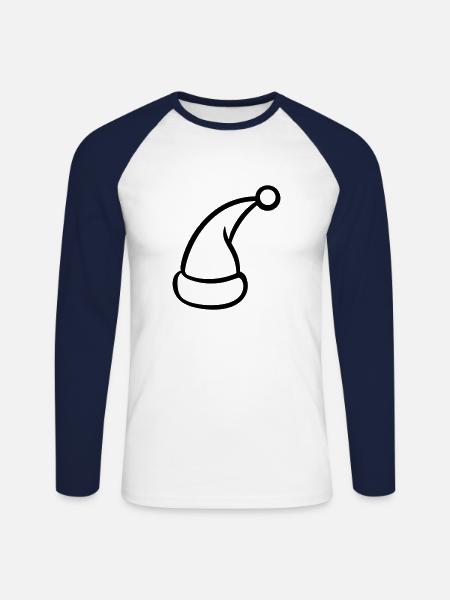 Christmas hat - Unisex Long Sleeve Baseball T-Shirt - white/navy