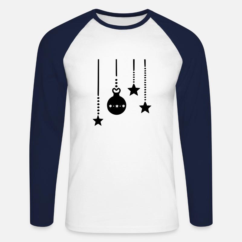 Hängende Weihnachtsdeko - Unisex Baseballshirt langarm - Weiß/Navy