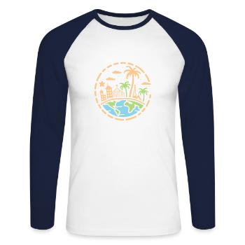 Travel Humor Vacation - Unisex Long Sleeve Baseball T-Shirt - white/navy - Front - Nik (191cm)