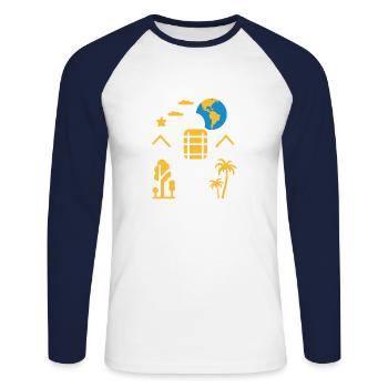Travel Humor Vacation - Unisex Long Sleeve Baseball T-Shirt - white/navy - Front - Nik (191cm)