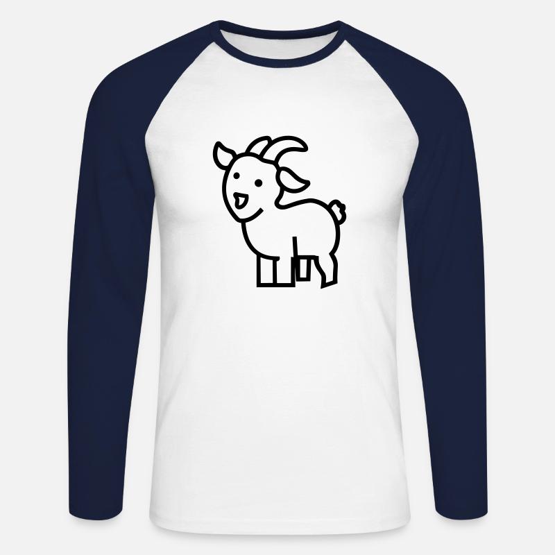 Ziegenbock - Unisex Baseballshirt langarm - Weiß/Navy