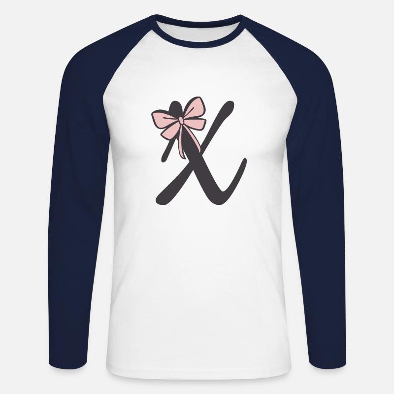 Anfangsbuchstabe X Schleifchen - Unisex Baseballshirt langarm - Weiß/Navy