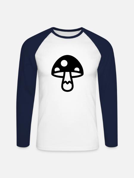 Mushroom - Unisex Long Sleeve Baseball T-Shirt - white/navy