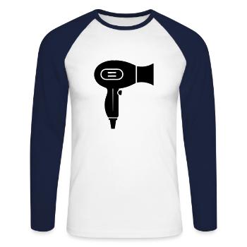 Seche cheveux - T-shirt baseball manches longues Homme - blanc/marine - Devant - Nik (191cm)