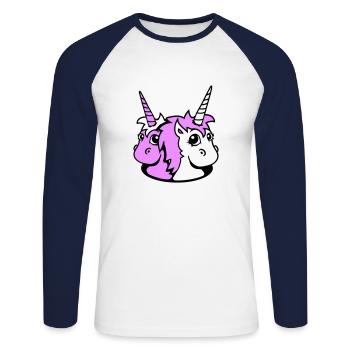 2 Unicorn Girl Team Cute Bottom Hole Friends - Unisex Long Sleeve Baseball T-Shirt - white/navy - Front - Nik (191cm)