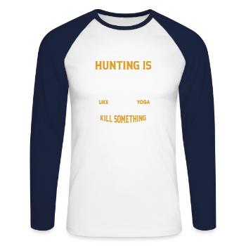 Die Jagd ist entspannend wie - Unisex Baseballshirt langarm - Weiß/Navy - Vorne - Nik (191cm)