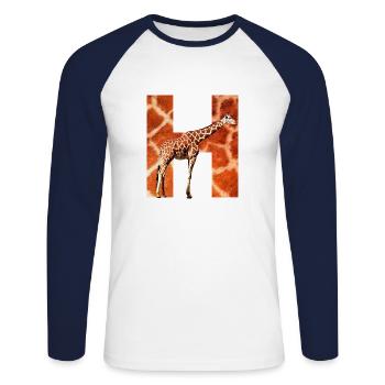 girafe h - T-shirt baseball manches longues Homme - blanc/marine - Devant - Nik (191cm)