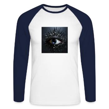 Eye - T-shirt baseball manches longues Homme - blanc/marine - Devant - Nik (191cm)