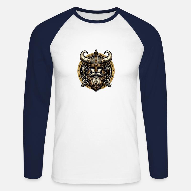 Der Helm der Ehrfurcht - Unisex Baseballshirt langarm - Weiß/Navy