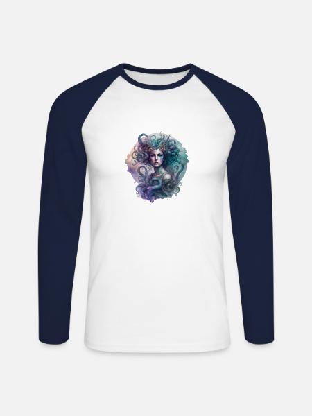 Medusa - Unisex Baseballshirt langarm - Weiß/Navy