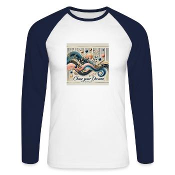 Chase your dream - Unisex Baseballshirt langarm - Weiß/Navy - Vorne - Nik (191cm)
