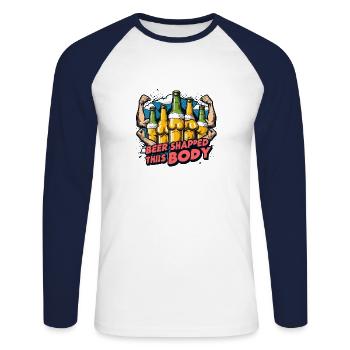 Bier formte diesen Körper - Unisex Baseballshirt langarm - Weiß/Navy - Vorne - Nik (191cm)