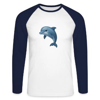 Delfinliebe – frei & verspielt - Unisex Baseballshirt langarm - Weiß/Navy - Vorne - Nik (191cm)