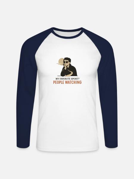 My favourite sport? People watching. - Unisex Long Sleeve Baseball T-Shirt - white/navy