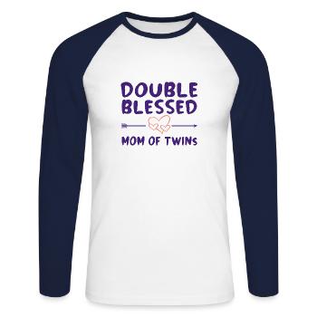 Jumelle Maman Vie Double - T-shirt baseball manches longues Homme - blanc/marine - Devant - Nik (191cm)