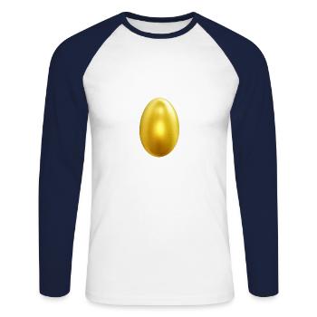 Golden Gold Goldenes Egg Ei - Unisex Baseballshirt langarm - Weiß/Navy - Vorne - Nik (191cm)