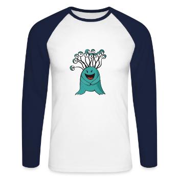 Friendly monster - Unisex Long Sleeve Baseball T-Shirt - white/navy - Front - Nik (191cm)
