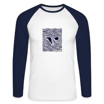 Helgoland, Schleswig-Holstein/Germany, North Sea - Unisex Long Sleeve Baseball T-Shirt - white/navy - Front - Nik (191cm)