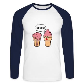 FUNNY ICE CREAM - Unisex Baseballshirt langarm - Weiß/Navy - Vorne - Nik (191cm)