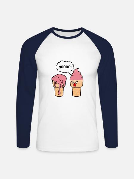 FUNNY ICE CREAM - Unisex Baseballshirt langarm - Weiß/Navy