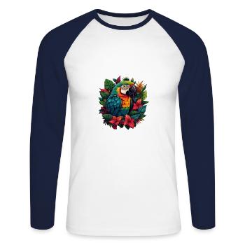 Perroquet des tropiques - T-shirt baseball manches longues Homme - blanc/marine - Devant - Nik (191cm)