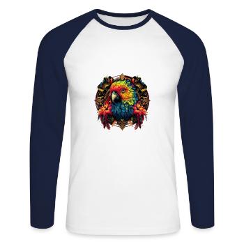 Mystic Parrot - Unisex Long Sleeve Baseball T-Shirt - white/navy - Front - Nik (191cm)