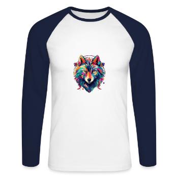Neon-Shadow-Wolfenkreis - Unisex Baseballshirt langarm - Weiß/Navy - Vorne - Nik (191cm)