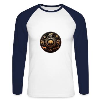 Cosmic - Unisex Baseballshirt langarm - Weiß/Navy - Vorne - Nik (191cm)