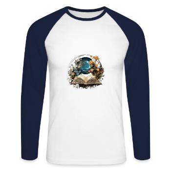 Couronne de fleurs de hêtre - T-shirt baseball manches longues Homme - blanc/marine - Devant - Nik (191cm)
