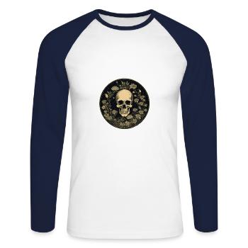 Midnight Bloom Circle - Unisex Long Sleeve Baseball T-Shirt - white/navy - Front - Nik (191cm)