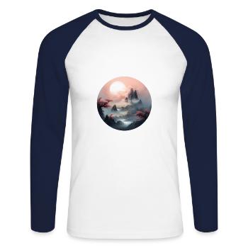 Pics mystiques - T-shirt baseball manches longues Homme - blanc/marine - Devant - Nik (191cm)