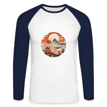 Mystische Berge - Unisex Baseballshirt langarm - Weiß/Navy - Vorne - Nik (191cm)