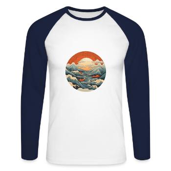Éclat de montagne - T-shirt baseball manches longues Homme - blanc/marine - Devant - Nik (191cm)