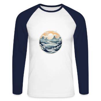 Les montagnes du futur - T-shirt baseball manches longues Homme - blanc/marine - Devant - Nik (191cm)