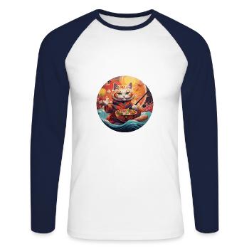 Cercle de délices culinaires - T-shirt baseball manches longues Homme - blanc/marine - Devant - Nik (191cm)