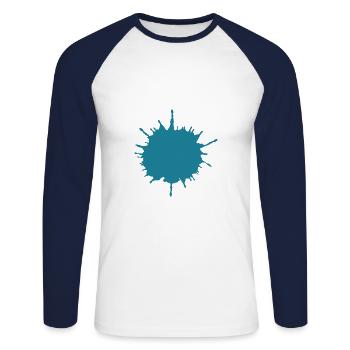 goutte de peinture éclaboussure de cadeau bleu - T-shirt baseball manches longues Homme - blanc/marine - Devant - Nik (191cm)