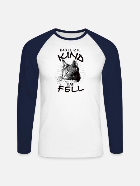 Katze Kind Tierliebe Erwachsen - Unisex Baseballshirt langarm - Weiß/Navy
