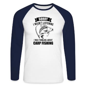carp - Unisex Long Sleeve Baseball T-Shirt - white/navy - Front - Nik (191cm)