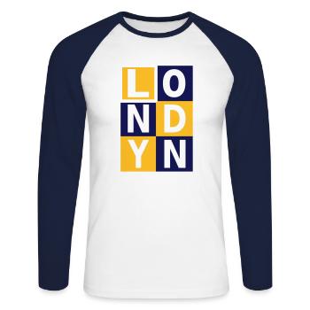 London - Unisex Long Sleeve Baseball T-Shirt - white/navy - Front - Nik (191cm)